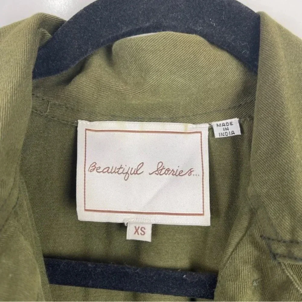 Anthropologie Beautiful Stories Green Aztec Fringe Boho Inika Jacket Size XS